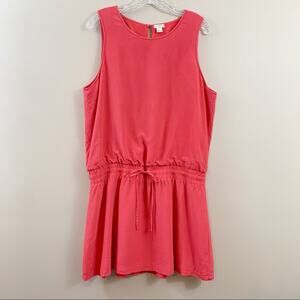 J Crew Silk Pink Drop Waist Drawstring Dress